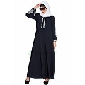 Umbrella cut abaya with embroidery- Navy Blue Umbrella cut abaya with embroidery- Navy Blue